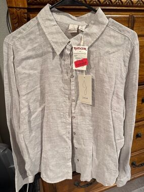 Joie Light Gray Linen Button-Down Women's Shirt